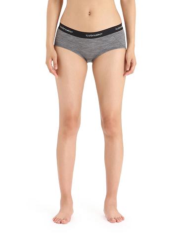 Dámské Spodní Prádlo Icebreaker Merino Sprite Hot Pants Šedé Černé | CZ 1240BEXC